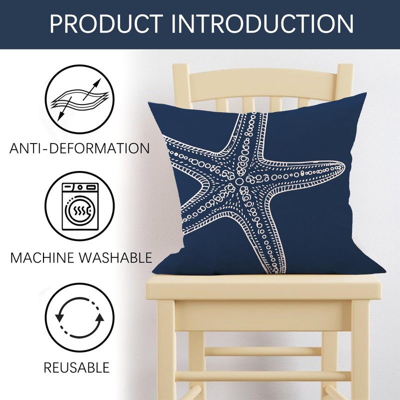 Fjfz Beach Coastal Starfish Coral Decorative Throw Pillow Covers