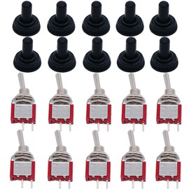 mxuteuk 10pcs Mini Toggle Switch SPST 2 Position 2 Pin On/Off AC 125V with 5A Waterproof Cap MTS-101-10MZ
