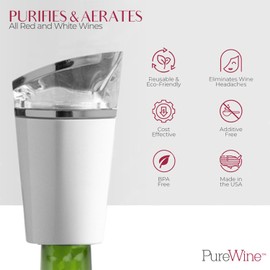 PureWine Phoenix Wine Purifier Removes Histamines & Sulfites, Reusable Wine Filter Aerates & Restores Taste to Relieve Allergies - Starter Kit