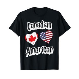 Canadian American Flag Hearts Combo Canada Distressed T-Shirt