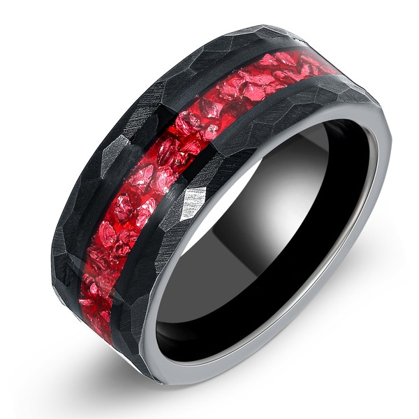 IRROYA 8mm Tungsten Rings for Men - Pure Black Band