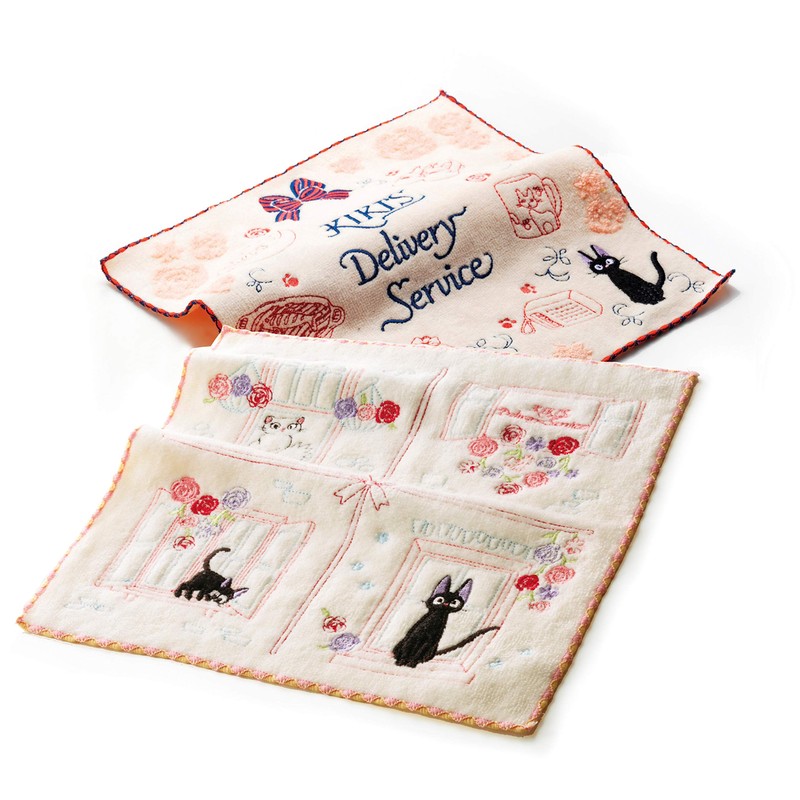 丸眞 ハンドタオル ジブリ 魔女の宅急便 ジジ 25×25cm 窓辺でのんびり 全面刺繍 1005024700