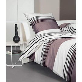 Janine Mako Satin Bed Linen Cushion Cover 80 cm x 80 cm Brown Anthracite Hostly Thread and Densely Woven Cushion Cover
