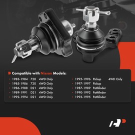 A-Premium Set of 4, Front Upper & Lower Ball Joints Kit, Compatible with Nissan Pathfinder 1987-1995, 720 1983-1986, D21 1986-1994, Pickup 1995-1997