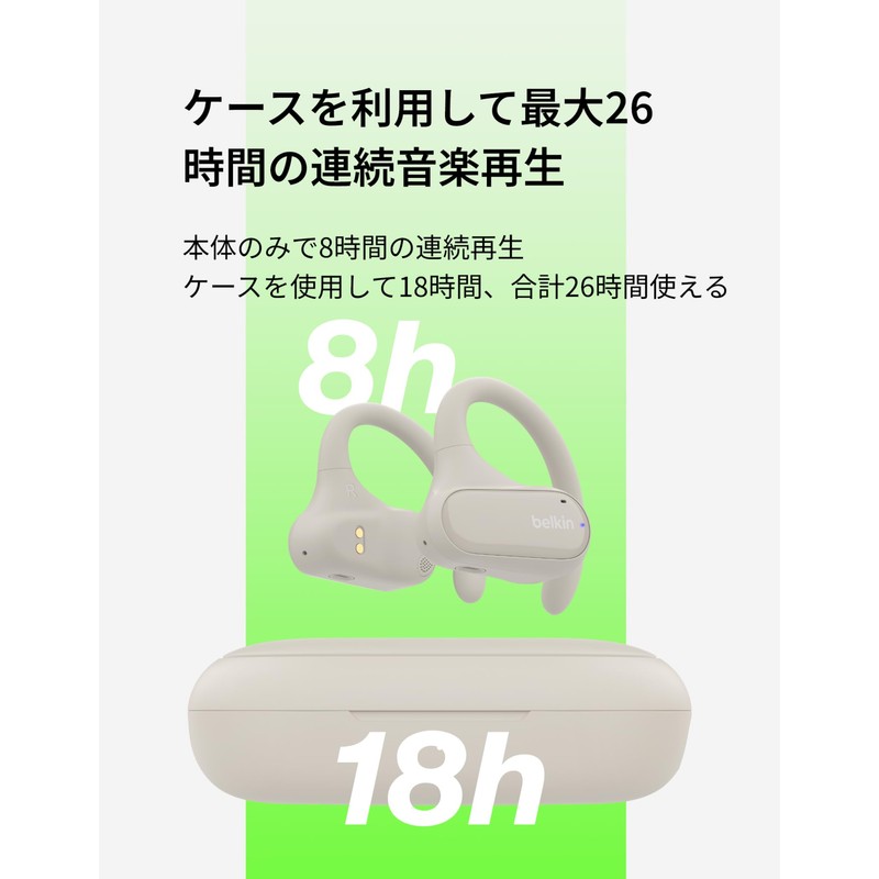 Belkin AUC013btSA Wireless Open-Ear Earbuds, Non-Comedogenic, Ultra-Lightweight Design, Zero Pressure,
