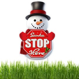 Snowman Snow Man Santa Stop Here Merry Christmas Classic Yard Sign Home Decor Lawn Decoration With Stakes Happy Holidays Merry Christmas XMAS Holiday Sign Santa Claus
