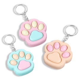 3Pcs Fidget Keychains, Cat Paw Keychain Fidget Keychain for Adults, Clicker Fidgets Keychains Bulk, Cute Sensory Fidgets Keyring for Anxiety, Stress Relief Items for Desk Office Quiet