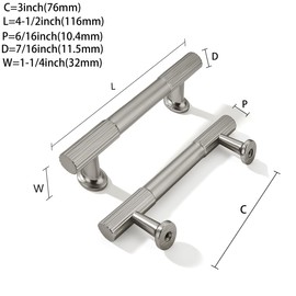 khtumeware 3 Inch Hole Center 10 Pack Brushed Satin Nickel Cabinet Pulls, Kitchen Drawer Handles, for Dresser cabinets, cabinets, Door cabinets, Hardware