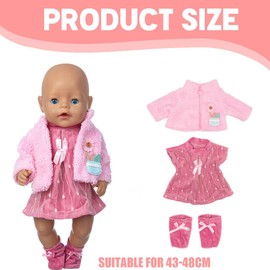 DWFEYOI Clothing Outfits for Baby Dolls, Doll Clothes 35-43 cm, 3 Pieces, Dress Coat Sock, Baby Born Clothing 43 cm, Doll Accessories, Doll Accessories