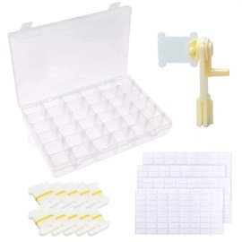 DFsucces Embroidery Thread Storage Set, Divided Case, Storage Case, Spool Board with Stickers, Winding Machine, Large Capacity, For Storage, DIY, Crafts, Organization