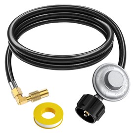 GasXpert 5FT Propane Adapter Hose with Regulator, QCC1 Gas Grill Regulator and Hose with Elbow Adapter for 17" and 22" Blackstone Tabletop Griddle and Most LP Gas Grill with 3/8'' Connect Fitting