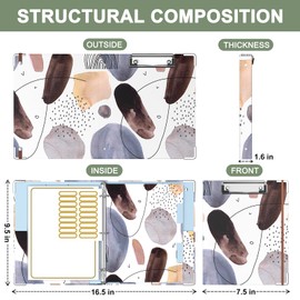Rouidr Mini 3 Ring Binder with Clipboard, 1 inch Round 8.5 x 5.5 in Cute Binders Organizer with 5 Dividers Tabs & Clear Sleeves, School Supplies, Office Supplies, Minimalist Art