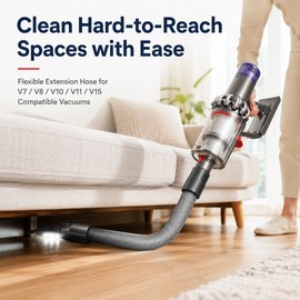 Flexible Vacuum Extension Pipe for Dyson V7–V15 – Telescopic ABS Tool for Ceilings, Stairs & Tight Spaces