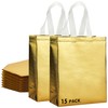 RACETOP 15 Pcs Gold Gift Bags Medium Size, 8x4x10 Inch