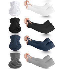 4 Par Mangas para Brazos Bandanas Deportivas para Hombre y Mujer,Mangas para Brazos,Polaina de Cuello de Verano,Protección Contra el Sol,UV Protección para deportes,Carrera(A, 1)