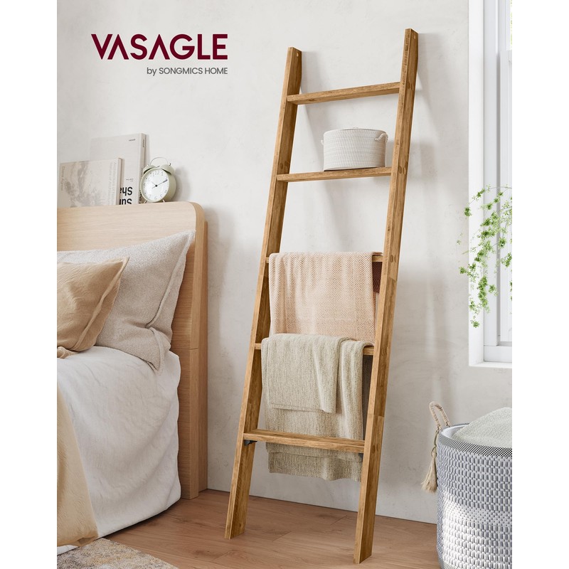 VASAGLE Blanket Ladder Decorative Farmhouse for The Living Room, 5-Tier