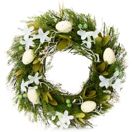 com-four® Easter wreath with colourful eggs, Easter arrangement with Easter eggs, door wreath, decorative wreath for Easter