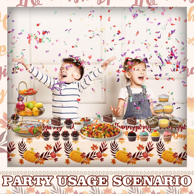 ORNACELE 2PCS Thanksgiving Fall Tablecloth Disposable - 108" × 54",