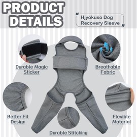 Hjyokuso Recovery Suit for Dogs, Surgery Leg Protection, Lick Sleeve for Rear Leg, Elbow Protector, Prevents Licking and Biting, Avoids Wound Infection - XL