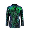 Cacycasa Men’s Sequins Blazer Floral Suit Jacket Lapel Tuxedo for