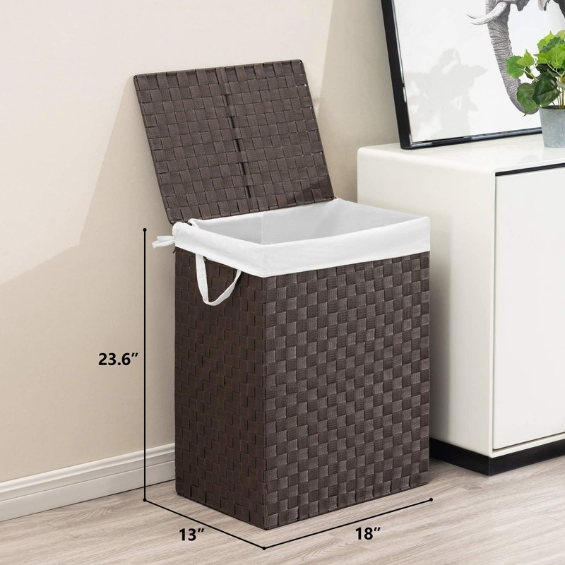 YOUDENOVA Handwoven Laundry Basket Hamper with Removable Liner Bag and