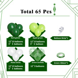Balloons Green White 65 Pieces 12 Inch 5 Inch SKYIOL Latex Balloons Dark Green Apple Green White Green Confetti Balloons with Stripes for Birthday Wedding Christmas Easter Christening EID Decoration