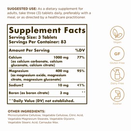 Solgar Calcium Magnesium Plus Boron - 250 Tablets - Promotes Bone Health, Supports Nerve & Muscle Function - With Boron for Calcium Metabolism - Vegan, Gluten Free, Dairy Free, Kosher - 83 Servings