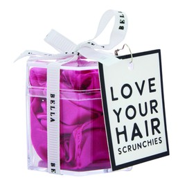 Bella Sleep + Spa Women Silky Satin Scrunchie, Set of 2, Hot Pink