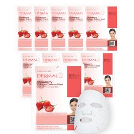 Dermal Mascarilla Facial de Col geno con Fresa (Paquete de 10, 23 G)