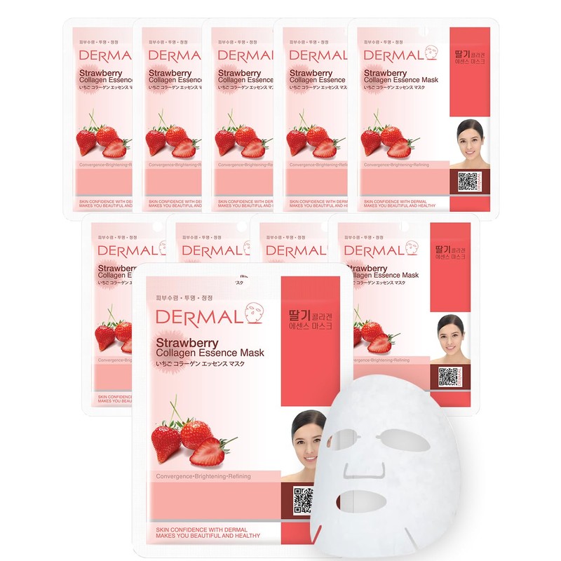 Dermal Mascarilla Facial de Col geno con Fresa (Paquete de