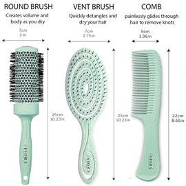 Detangler Brush by Fiora Naturals - 100% Bio-Friendly Detangling brush w/Ultra-Soft Bristles - Glide Through Tangles with Ease - For Curly, Straight, Black Natural, Women, Men, Kids - Dry and Wet Hair