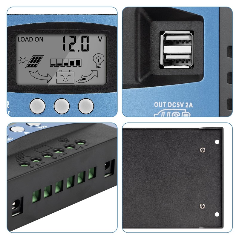 100A MPPT Solar Panel Charging Controller, 12V/24V Auto Solar Battery