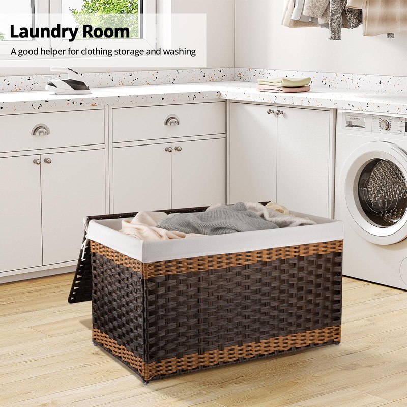 OIAHOMY Storage Basket with Lid, 42.3 Gallon (160L) Blanket Basket