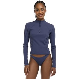 Body Glove Women's Standard Raelynn Long Sleeve Crop Top Rashguard, Dusk Ibiza Rib