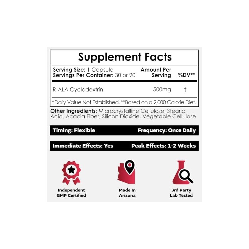 Nootropics Depot- Comprimidos complejos de ciclodextrina RALA 500 mg Ácido