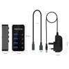 RSHTECH Powered USB Hub Aluminum 4-port USB 3.0 Hub with