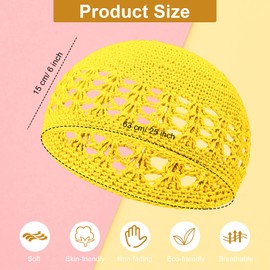 Boyiee 6 Pcs Knit Kufi Hats Crochet Beanie Skull Caps Solid Colors Knit Cap Stretchy Knitted Crochet Hat for Men Women Teens, Bright Color, One Size