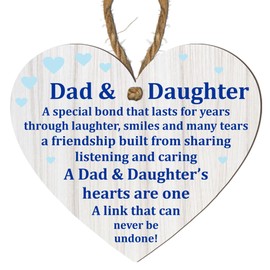 Pixie's Gifts Wooden or Acrylic Heart Plaque for Dad - Heartfelt Gift for Father from Daughter - Handcrafted Keepsake for Father's Day, Birthday, Christmas - Heartwarming Message (Mdf Heart)