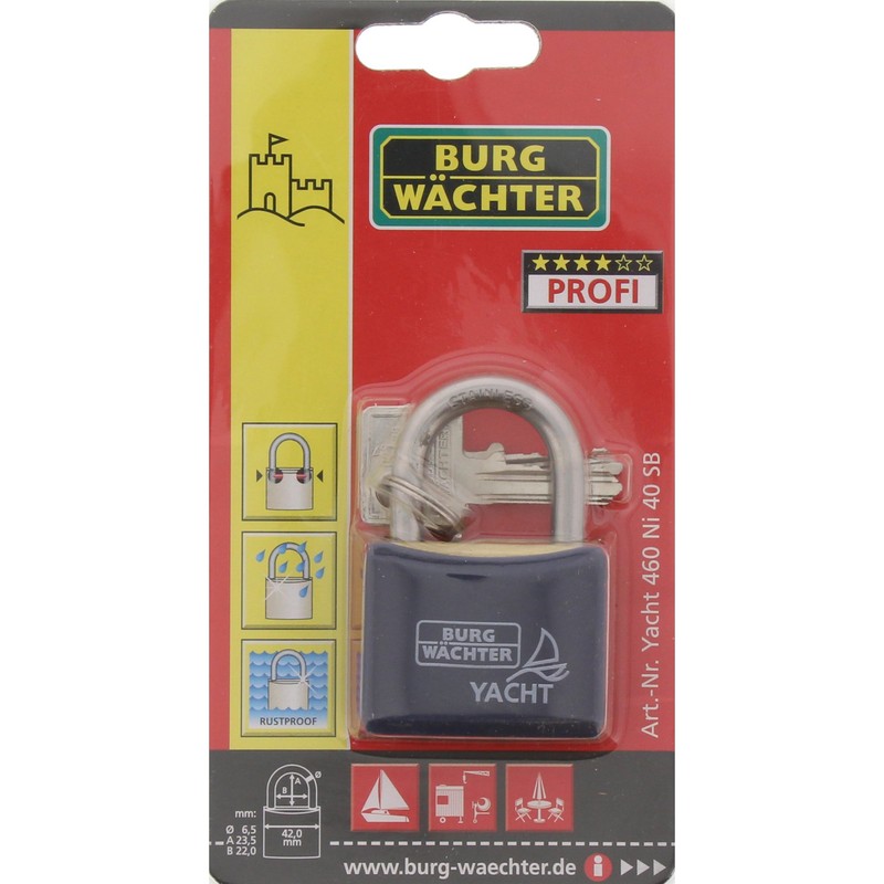 Burg-Wächter Yacht 460 Ni 40 SB Brass Padlock - Blue