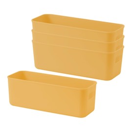 GmeDhc 4PCS Thick Plastic Storage Basket, Rectangular Storage Boxes, Storage Box with Handles, Organizer Storage for Kitchen, Home, Office, Bathroom - Yellow
