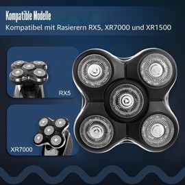RX5 Replacement Blades Compatible with Bald Razor RX5/XR7000/XR1500, Replacement Head for Bald Razor Men, Waterproof Flexible Bald Razor Head Wet and Dry (Pack of 2)