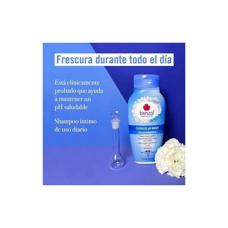 Benzal Wash Jabón Íntimo Femenino, pH Balanceado, Equilibra tu Piel,