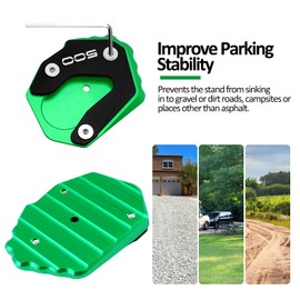 XIDAODIT Kickstand Base Plate Motorcycle Stand Pad and Keychain Set for Kawasaki Z500 Z 500 Ninja500 SE NINJA 500 ABS Eliminator 500 2024 2025(Green), Green, 2