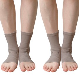 Maison Peony Cotton Open Toe Socks, Set of 2 Pairs of Same Color, Long Instep Length, Flat Knitted, Cotton, Summer, Spring, Dull Color, No Toe, Open Toe Socks, Loose, Crew Socks, Outdoor, Heel Socks