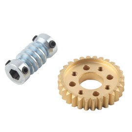 28:1 Reduction Ratio Self-Locking Worm Speed Reducer with 24 Teeth Worm Wheel 6 mm Bore Gear Shaft, Worm and Worm Gear, Default