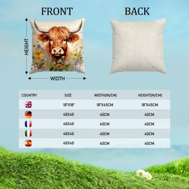 VLYX Highland Cow Cushion Covers, Highland Cow Decorations, Scottish Gift for Women Pillow Cover Animal Outdoor Flower Throw Pillow Case Decor Home Livingroom Couch Sofa 18"X18"(45x45cm)