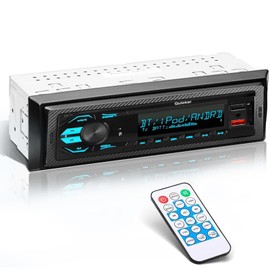 Qulokar Single DIN Multimedia Car Stereo Radio,7 Character LCD,Bluetooth with Hands Free Calling & Music Streaming,USB Playback & AUX Input,FM Radio Receiver Wireless Remote Control