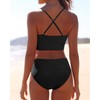 Tempt Me Women Black Two Piece Swimsuits High Waisted Bikini
