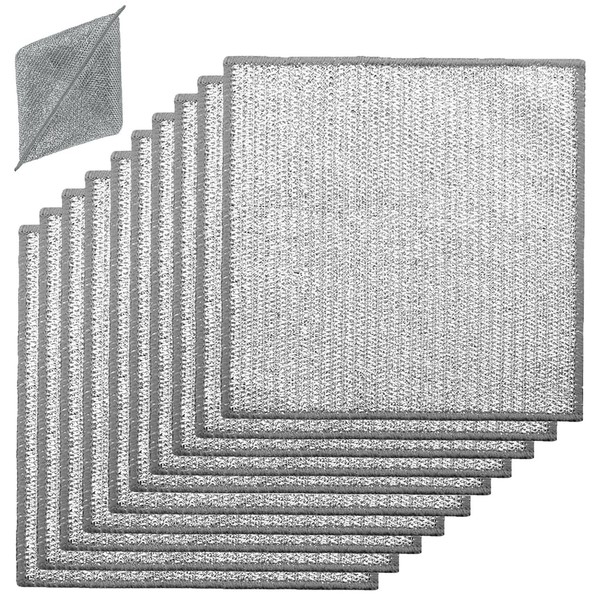 10 Pcs Double Layer Stainless Steel Scourers, 20x20cm Wire Dishwashing