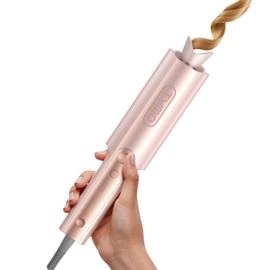 TYMO CurlPro Plus Automatic Rotating Curling Iron - Upgraded Long Barrel Curling Wand for Long Hair, Ceramic Hair Curler for Women, Anti-Scald, Tangle-Free, 600M Ionic, Dual Voltage,Gold Blush, 1 Inch